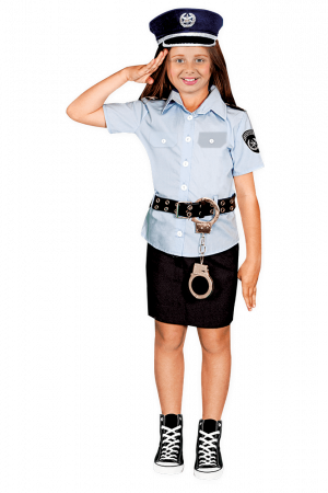 תחפושת שוטרת ילדות חצאית כחול בהיר - שושי זוהר