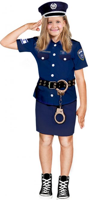 תחפושת שוטרת ילדות חצאית כחול כהה - שושי זוהר