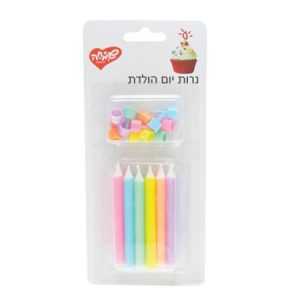 12 נרות גמבו - צבעי פסטל