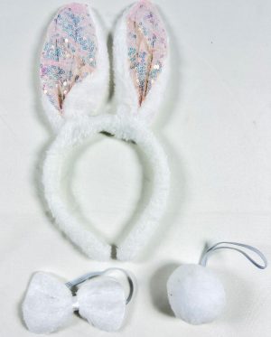 סט ארנבת: קשת פייטים, פפיון וזנב - שושי זוהר