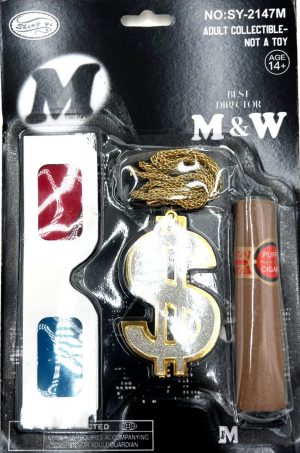 סט שרשרת דולר, סיגר ומשקפיים - שושי זוהר