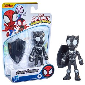 בובת הפנתר השחור ומגן מהסדרה של ספיידי - MARVEL