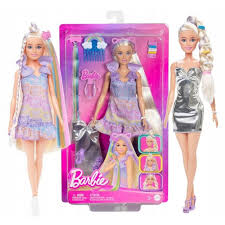 בובת ברבי עם תוספות שיער צבעוניות - BARBIE