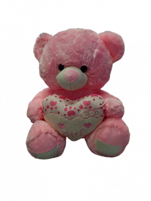 דובי פרווה 65 ס"מ ורוד עם לב וכיתוב GIRL