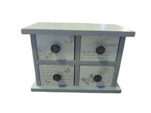 קופסת תכשיטים מעץ - 4 מגירות