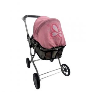 עגלה שכיבה לבובה אפור ורוד - IPOP