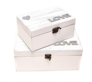 סט 2 קופסאות מעץ - LOVE
