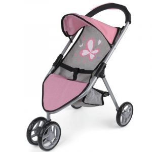 עגלה טיולון לבובה אפור ורוד - IPOP