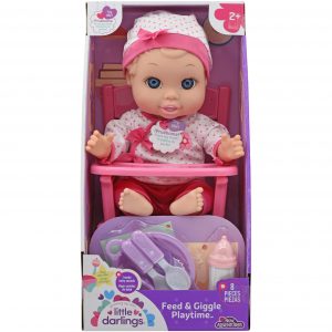 בובת תינוק בכסא אוכל צוחקת עם 8 אביזרים  - little darlings