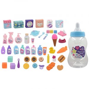 בקבוק עם 47 אביזירים לבובה בתוכו  - little darlings