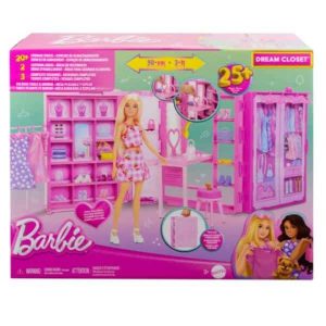 חדר הלבשה נפתח עם בובה של ברבי ואביזרים - BARBIE