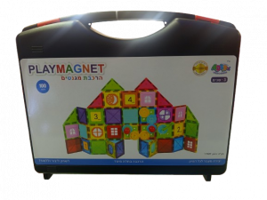 מגנטים 100 חלקים במזוודה עם גלגלי שיניים - PLAYMAGNET