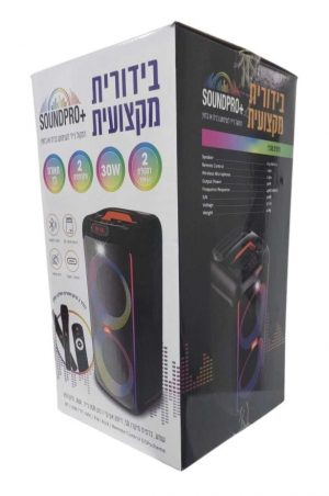 בידורית מקצועית 30W עם 2 מיקרופונים ותאורת לד ובלוטוס - SOUNDPRO